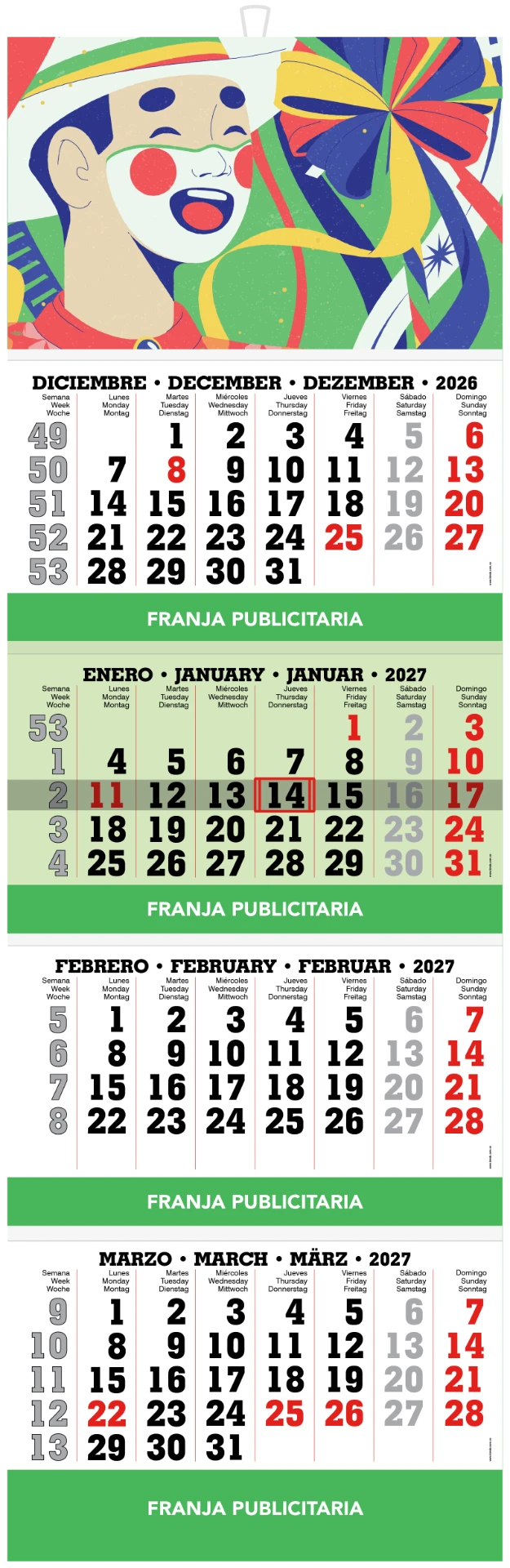 Calendario de pared referencia KL4